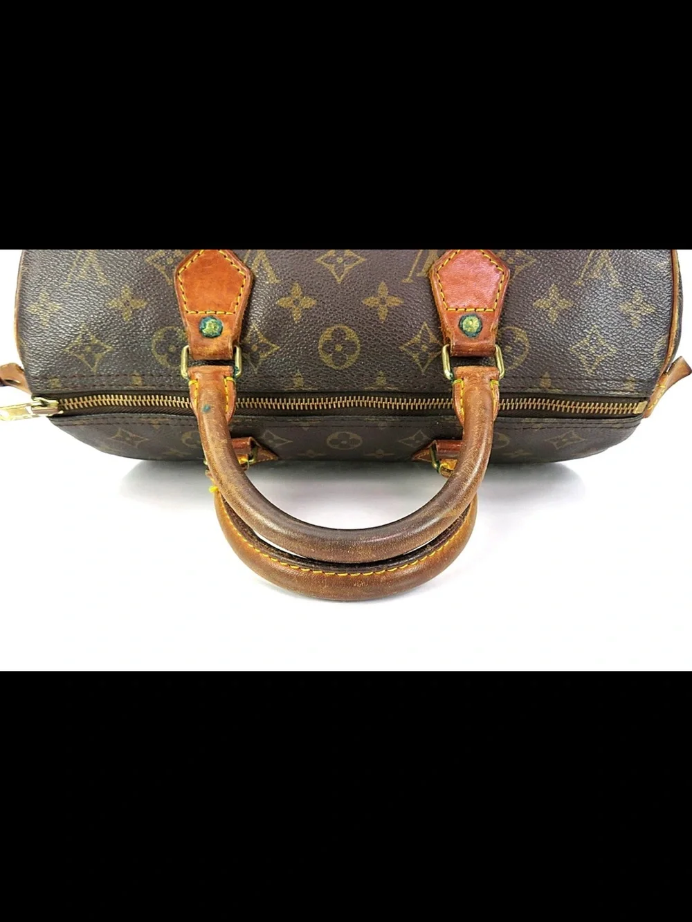 Louis Vuitton Brown Monogram Canvas Satchel with Tan Trim
